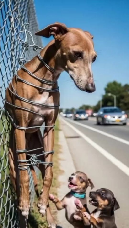 A Dog Was Tangled in a Highway Fence