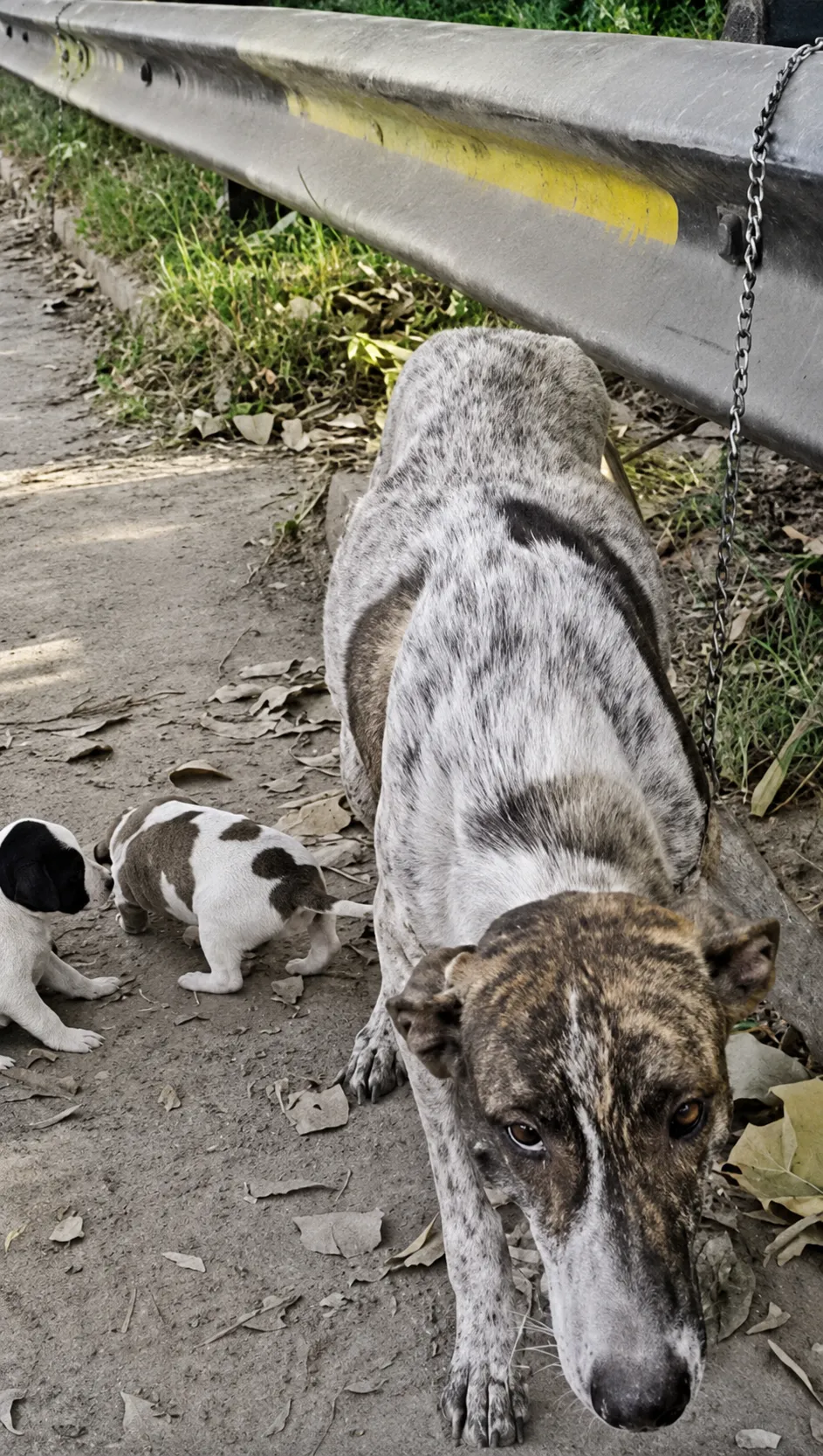 A Starving Mother Dog Kept Pulling Rescuers Toward the Bushes