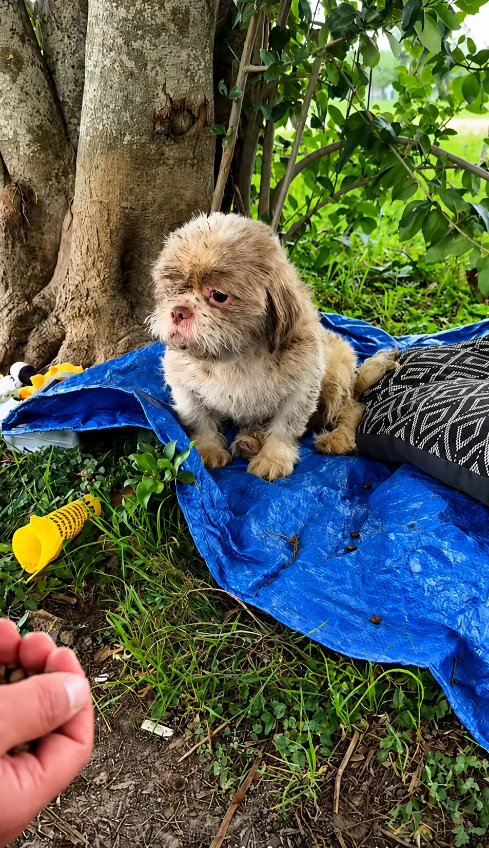 A Tiny Dog Left Behind in the Park