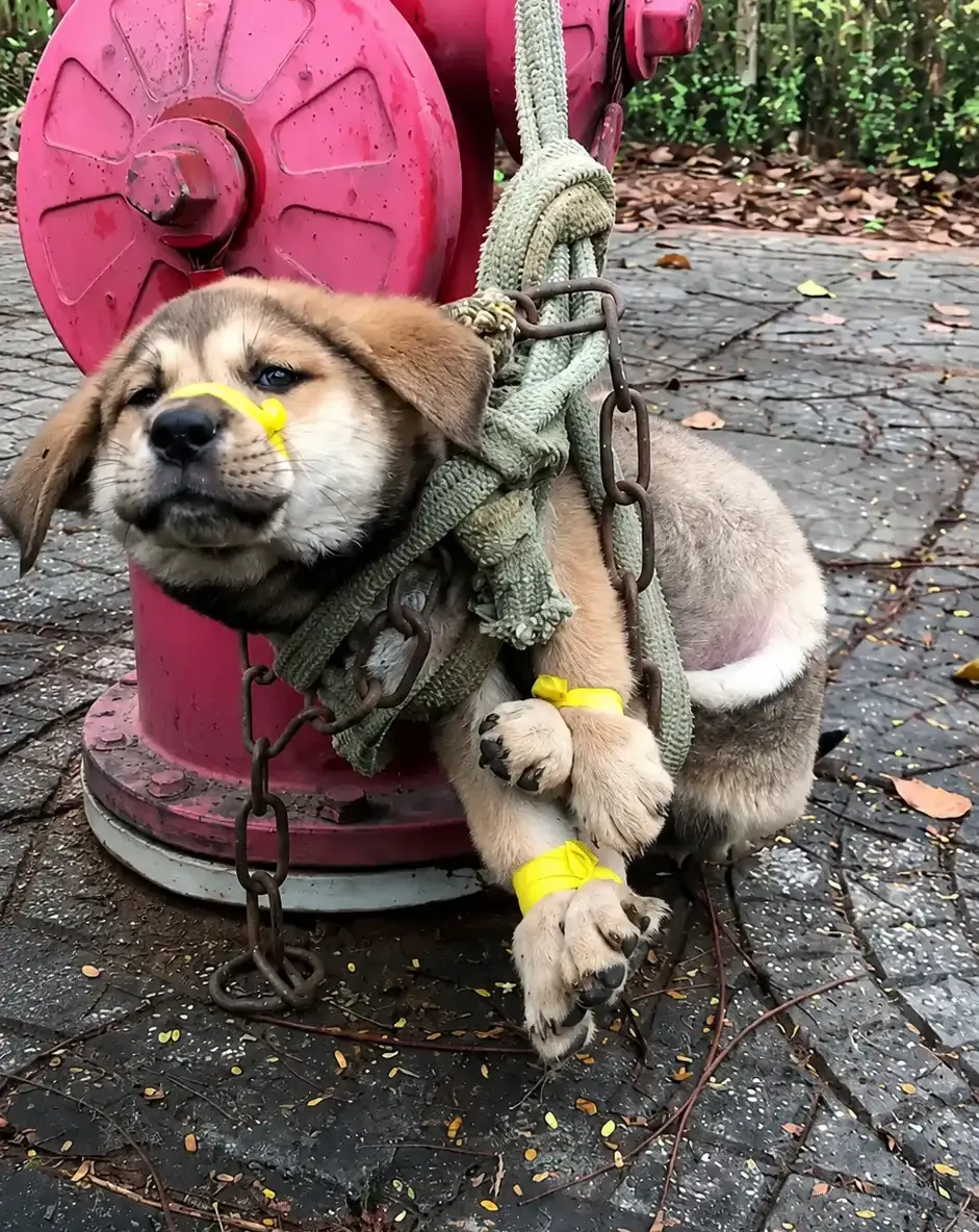 They Found a Puppy Tied to a Fire Hydrant